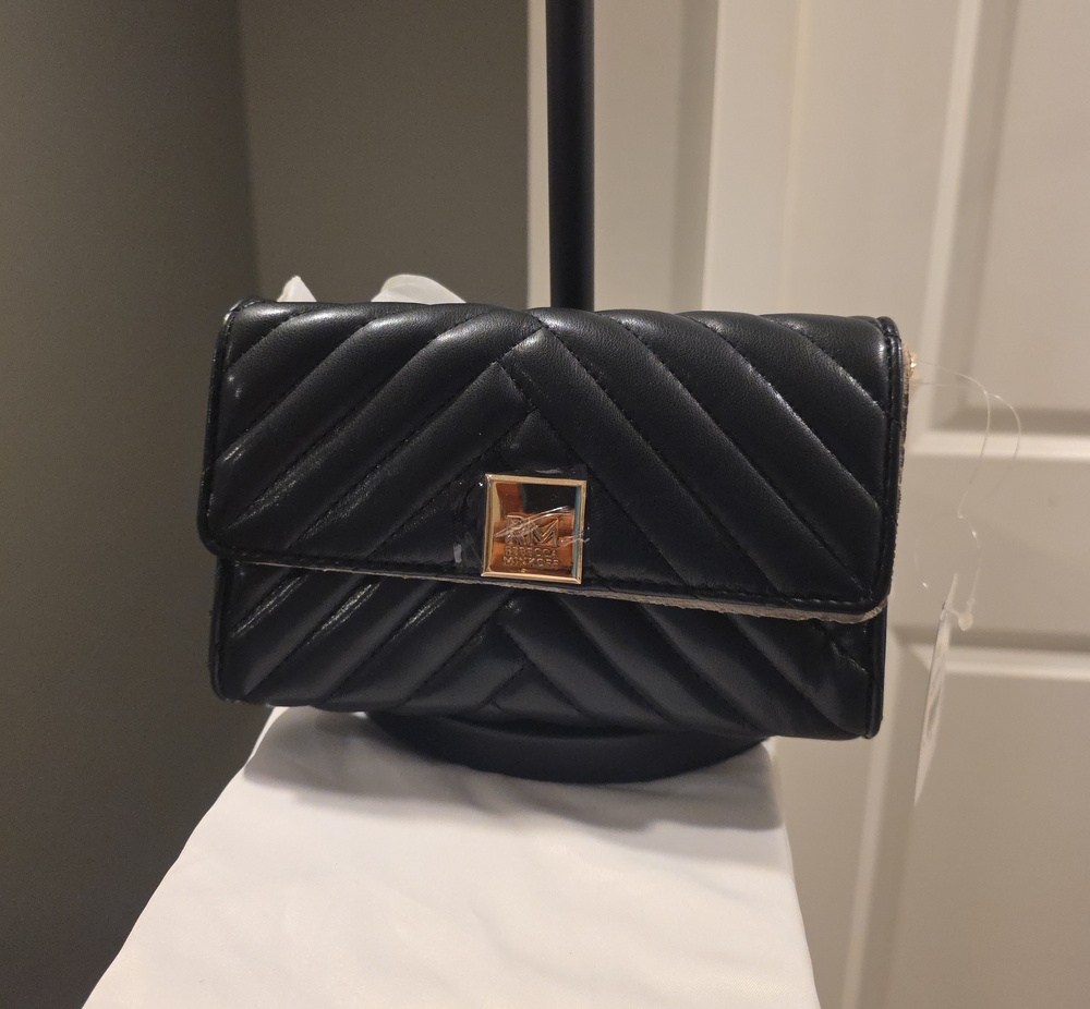 Rebecca Minkoff Black Quilted Mini Crossbody with Gold Hardware